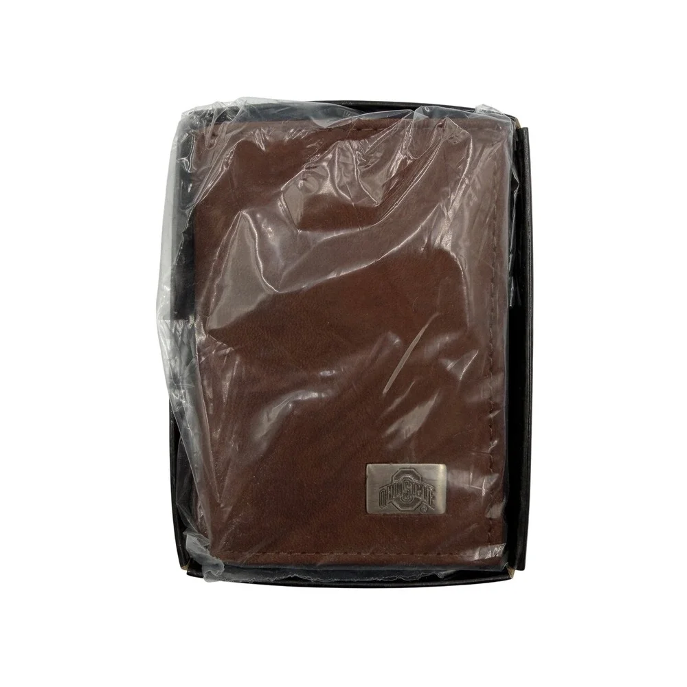 Eagles Wings Ohio State Buckeyes Trifold Wallet Mens OS Brown Distressed Leather